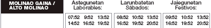 horarios horario de autobús molinao plaza